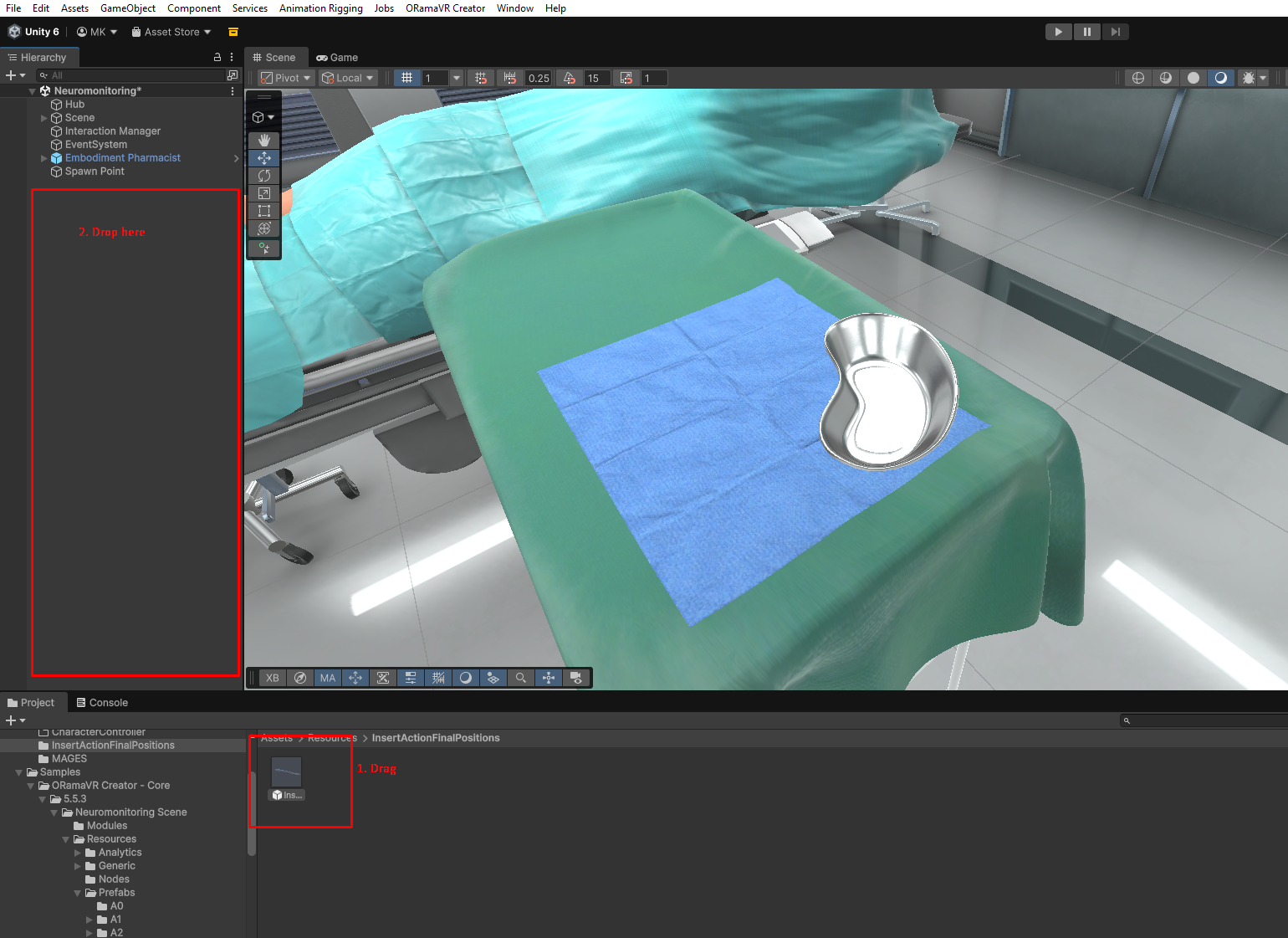 Drag the generated final-position prefab into the scene