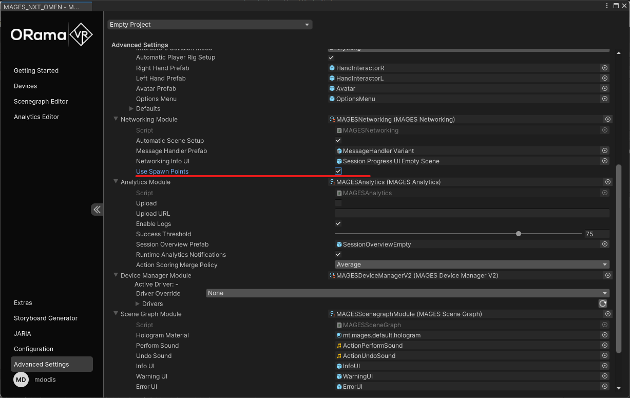 Position spawn points